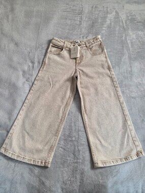 NWT Brunello Cucinelli Kids Desert Wash Wide Leg Denim Jeans Size 6 Girls
